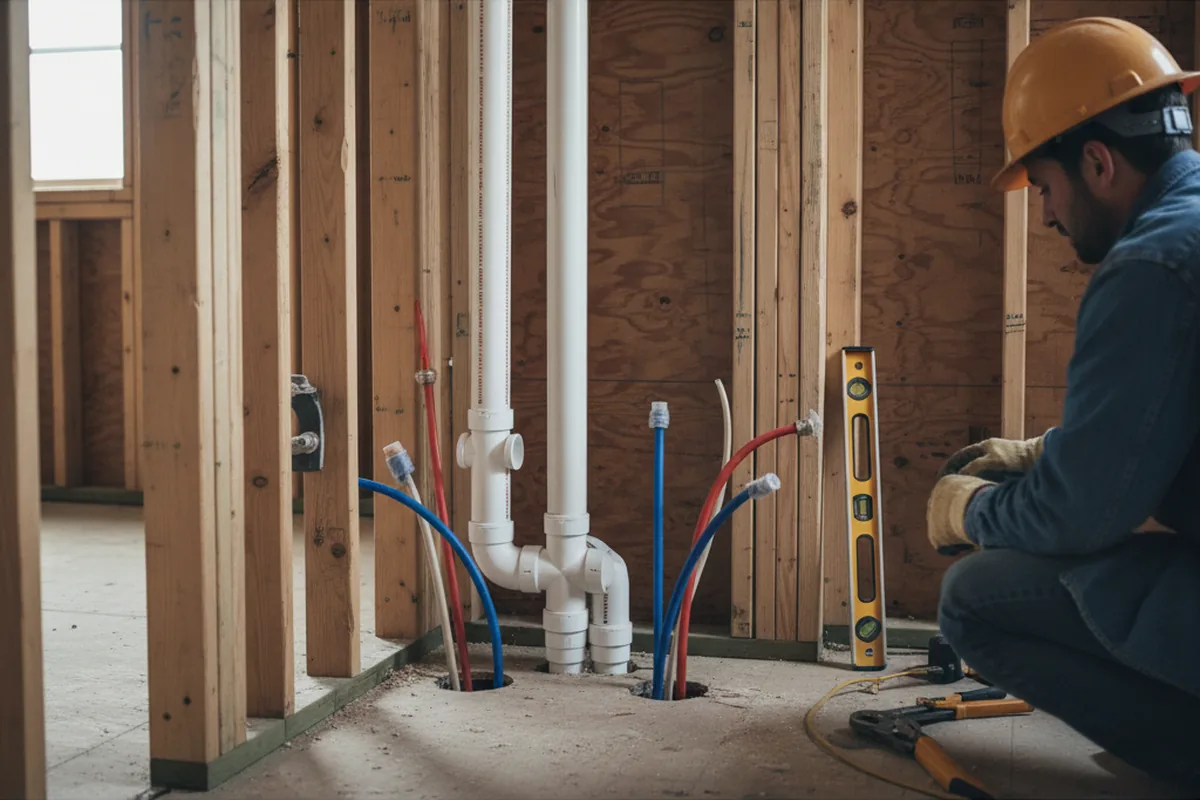Drain and supply rough-in during Drain Cleaning in Cotuit